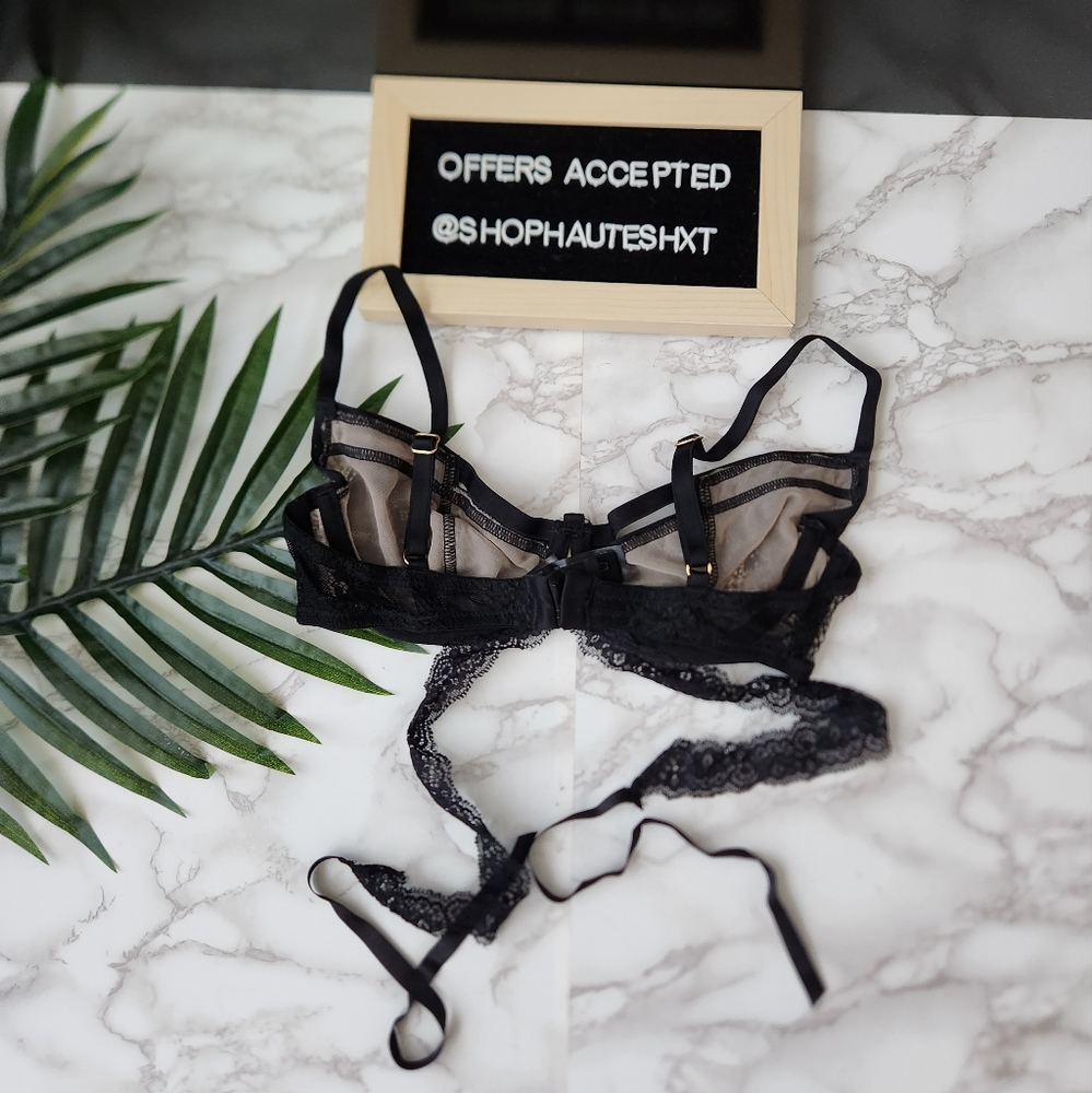 Asos Black and Nude Lace Bra with waist tie - Picture 5 of 5